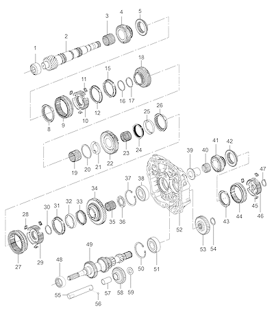 Imagem de Transmissão manual 5 marchas com componentes de sincronização e rolamentos (1)