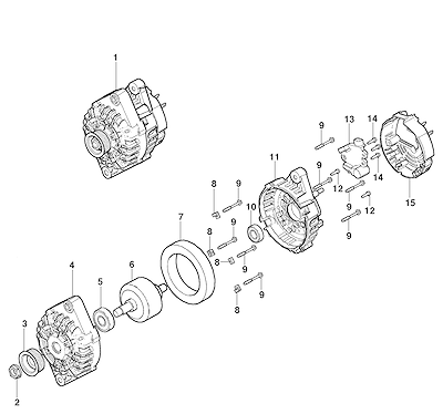 Imagem de Conjunto gerador (2010) com rotor, estator, regulador e rolamentos