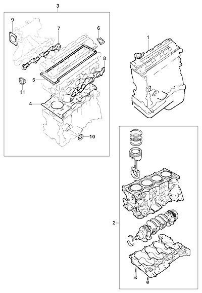 Imagem de Motor completo e parcial 2.0 16V gasolina (2007) com juntas e vedadores essenciais