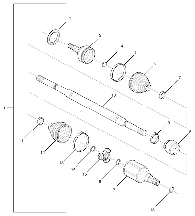 Imagem de Eixo de acionamento e junta homocinética roda dianteira LD