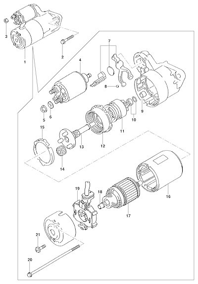 Imagem de Motor de partida e componentes para motor gasolina (2007)