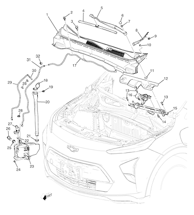 Imagem de Sistema limpador e motor do para-brisa com braços e bicos lavadores