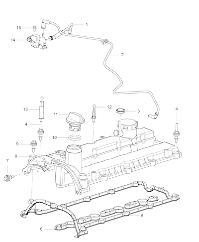 Imagem de Eixo-comando, tampa e peças do motor 2.8L diesel (2021–2024)