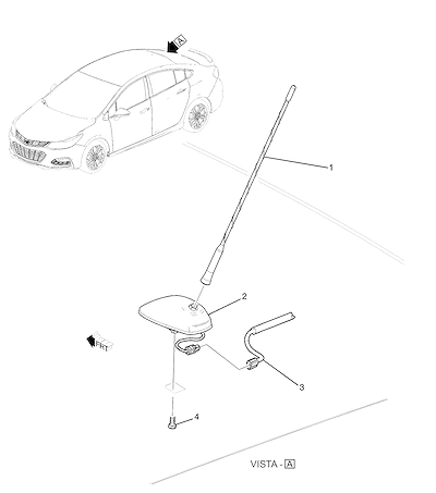 Imagem de Sistema de comunicação OnStar (2016–2017) com antenas e fiação elétrica