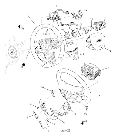 Imagem de Volante de couro (2022–2023) com airbag, controle e acabamento interno preto