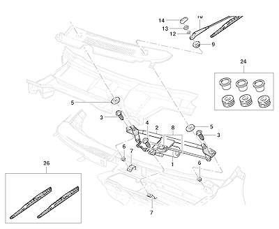 Imagem de Sistema limpador e motor do para-brisa com braços e acessórios completos