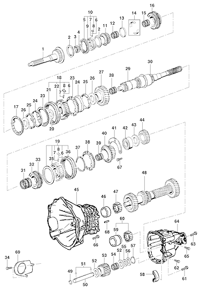 Imagem de Componentes da transmissão motor LJ6/L35 (1996–2001)