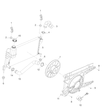 Imagem de Radiador e peças para arrefecimento do motor e mangueiras (Ø49 mm)