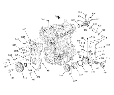 Imagem de Tampa dianteira e sistema de resfriamento motor 2.0L (2018–2019)