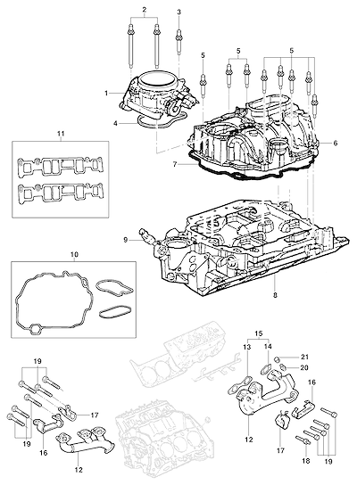 Imagem de Coletor de admissão e escape para motor gasolina L35/LG3/LW9