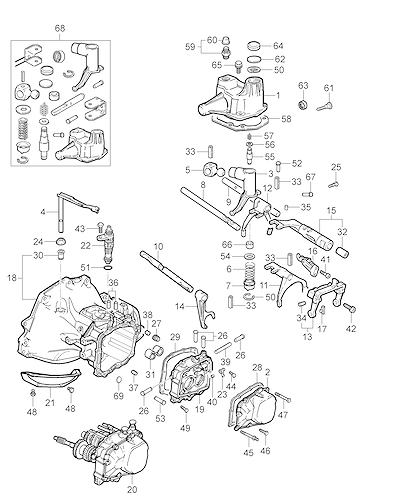 Imagem de Transmissão manual 5 marchas controle e caixa (1994–2010)