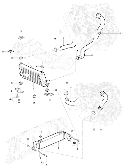 Imagem de Pós-resfriador de ar para motor MWM LJ6/LLK e seus suportes e acessórios