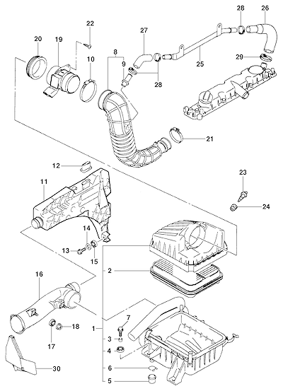 Imagem de Filtro de ar para motor diesel (2001–2004) com acessórios e sensores completos