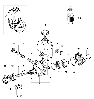 Imagem de Componentes da bomba da direção hidráulica ZF para motor gasolina LM3