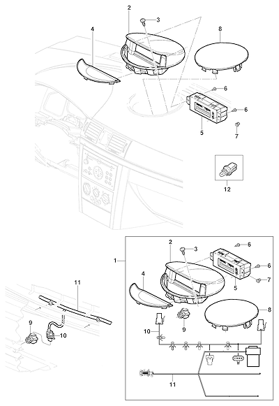 Imagem de Display do painel de instrumentos e sensores para Meriva
