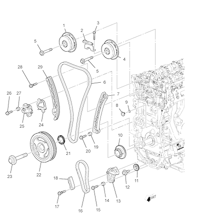 Imagem de Correia e tensor de distribuição motor 2.0L L4 (2018–2019) LTG/2.0X