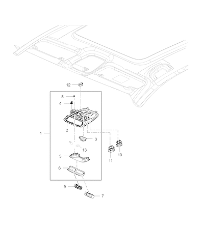 Imagem de Revestimento do teto, console, luz interna e acessórios do teto solar