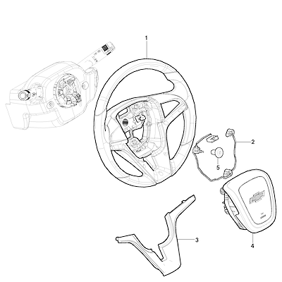 Imagem de Volante de direção, airbag e componentes elétricos (exc K34)