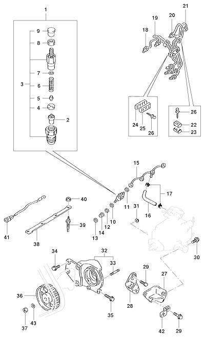 Imagem de Sistema de injeção de combustível diesel (2001) com bicos e velas de pré-aquecimento