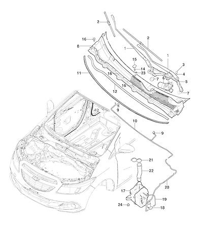 Imagem de Sistema limpador e lavador do para-brisa com motor, braços e acessórios