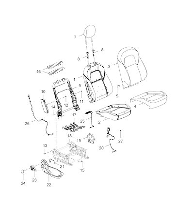 Imagem de Conjunto banco passageiro com almofada, encosto, airbag e acabamento