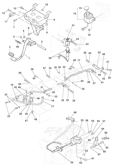 Imagem de Pedal e sistema de acionamento da embreagem modelo 15