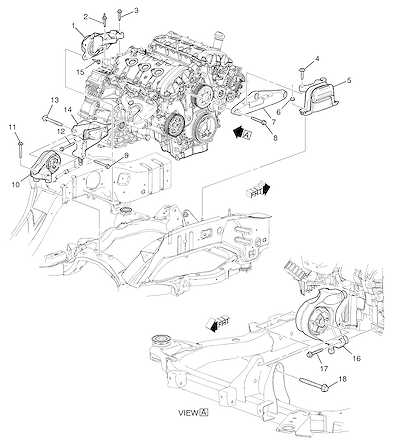 Imagem de Fixação e montagem do motor V6 (LY7/3.6) e transmissão dianteira e traseira