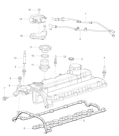 Imagem de Motor diesel LWH e componentes do sistema de válvulas e recirculação de gases