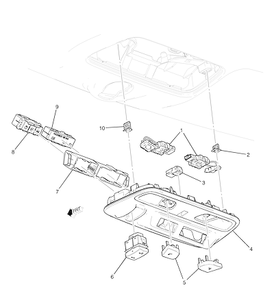 Imagem de Console do teto com teto solar (2019–2024) e iluminação de cortesia (2)