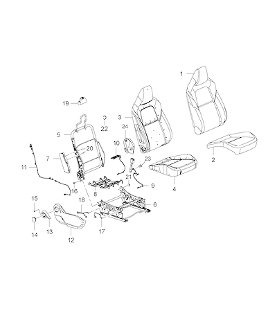 Imagem de Conjunto banco passageiro com almofada, encosto, airbag e acabamento