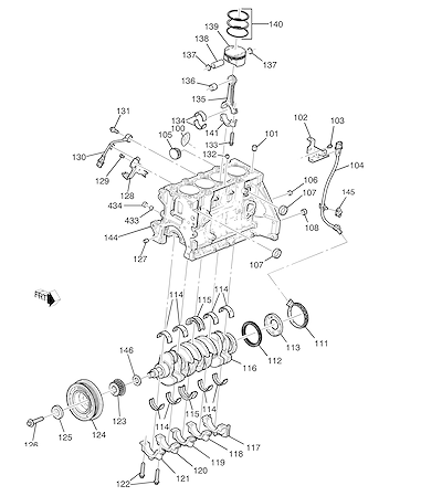 Imagem de Bloco de cilindros e peças internas do motor 1.6L L4 (LFJ)
