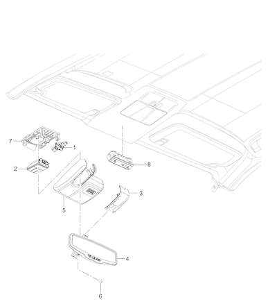 Imagem de Espelho retrovisor interno e suporte com sensores para para-brisa e câmera frontal
