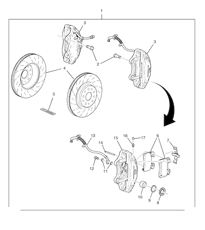 Imagem de Sistema de freios dianteiro com pinça, pastilhas, rotor e mangueiras atualizados