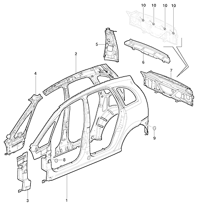 Imagem de Painel lateral e traseiro para Meriva com reforços e tampões diversos