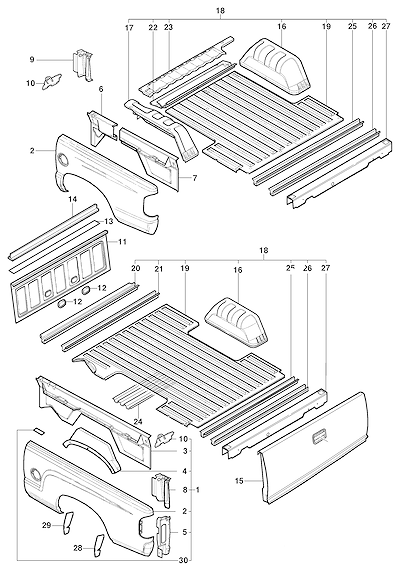 Imagem de Componentes da caçamba para pick-up