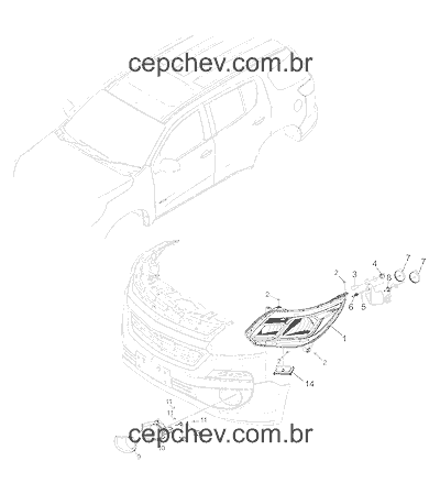 84511931 Trailblazer 2013/2024 - FAROL dianteiro esquerdo com LED