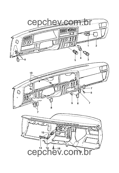 Monza 1982/1996 - Painel dos interruptores - Lista de Peças | Catálogo ...